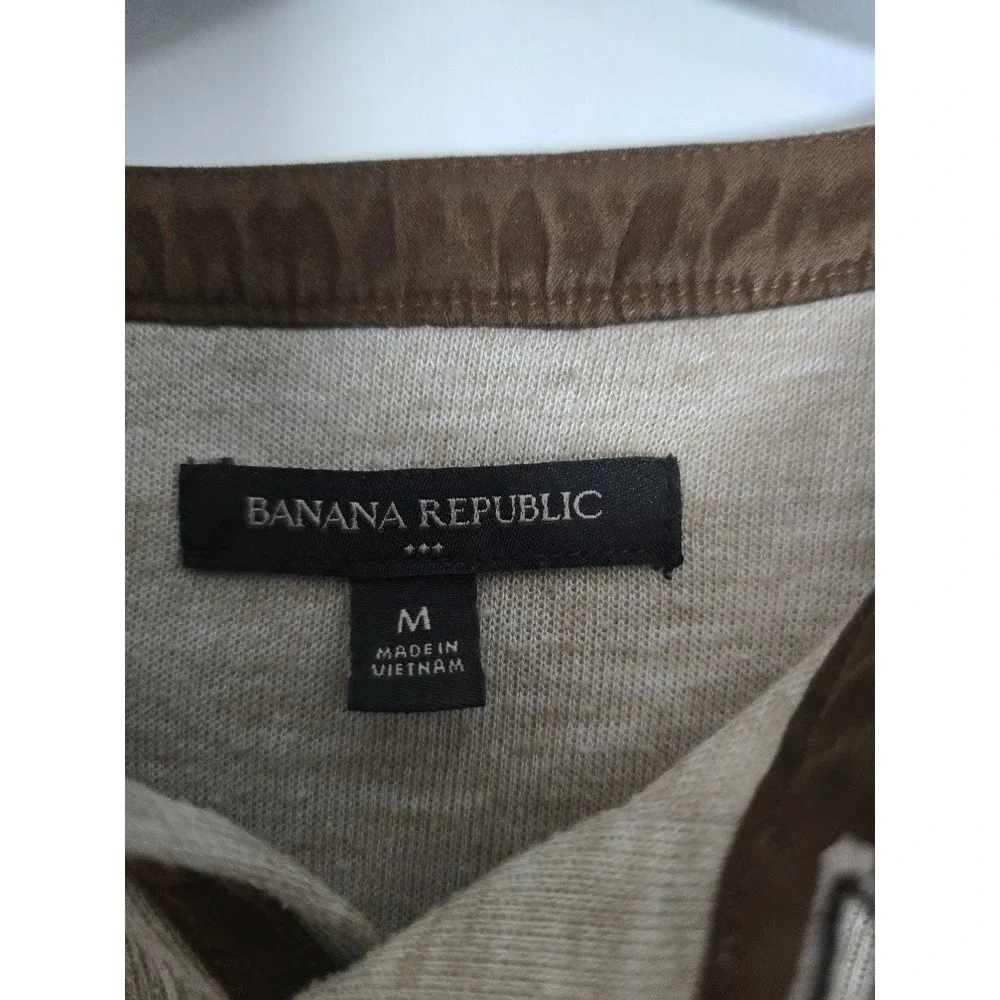 Banana Republic Henley Knit Sweater Beige Men's-Size Medium